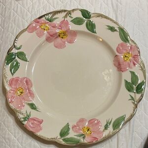 Franciscan Dessert Rose Pink and Green Floral 10.5 inch Plate